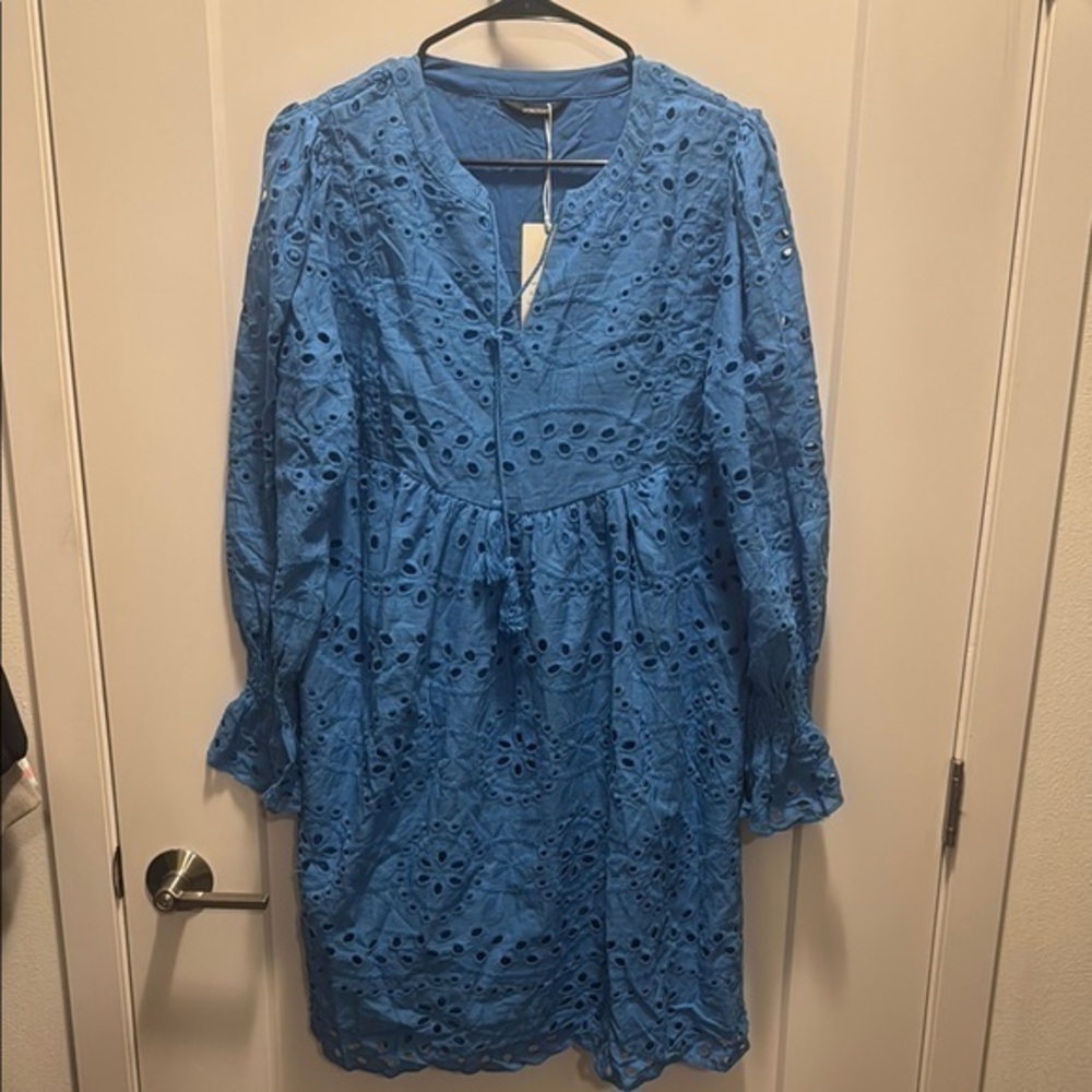 🆕Blue Eyelet Women's Dress. L NWT!!💥💥